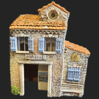 Maison de village mairie ouverte bleu – Atelier de Fanny – Santon – Santons – Décors de crèche – Aubagne – Provence – Crèche de Provence – Santon de provence.jpg