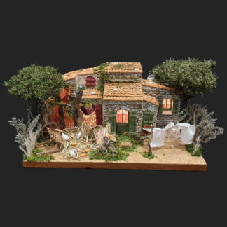 le cabanon de Marius sous les pins de méditerranée – pièce unique – Santon – décors de crèche – accessoires pour santons de provence – Atelier de Fanny – aubagne