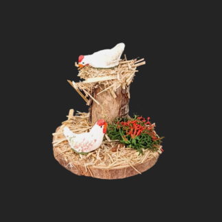tonneau avec poules- atelier de fanny – décors de crèche – aubagne – santons 7 cm