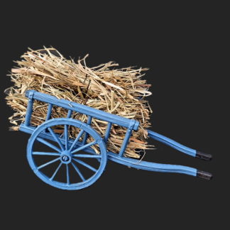 charrette paille bleu grand modèle décors de crèche – aubagne – santons 7 cm