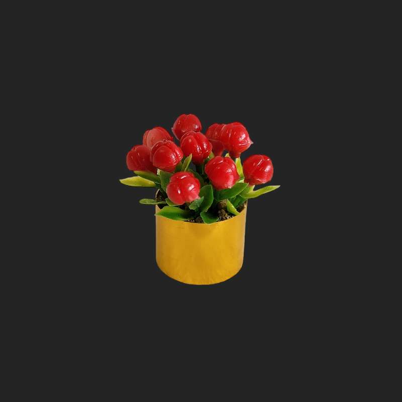 jarre de tulipes rouges – décors de crèche pour santons de 7cm – atelier de Fanny – aubagne