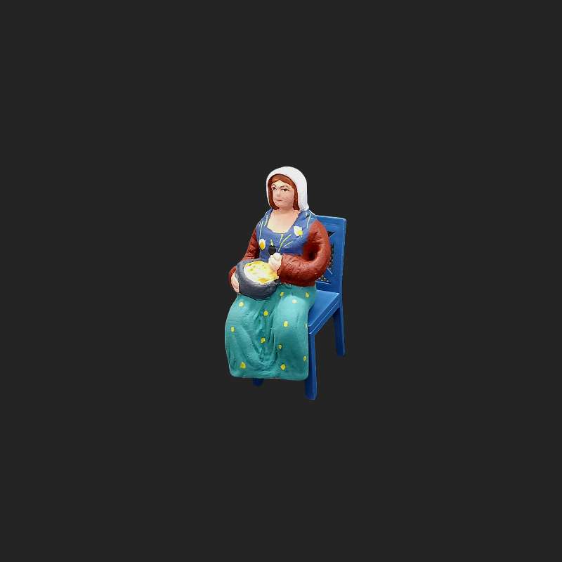 Santon de crèche- santon de provence – santon 7cm – décor de crèche – santons Aubagne – santon femme assise aioli 7cm