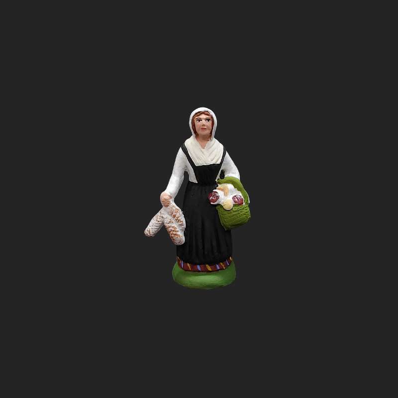 Santon de crèche- santon de provence – santon 7cm – décor de crèche – santons Aubagne – santon femme corse aux saucissons 7cm