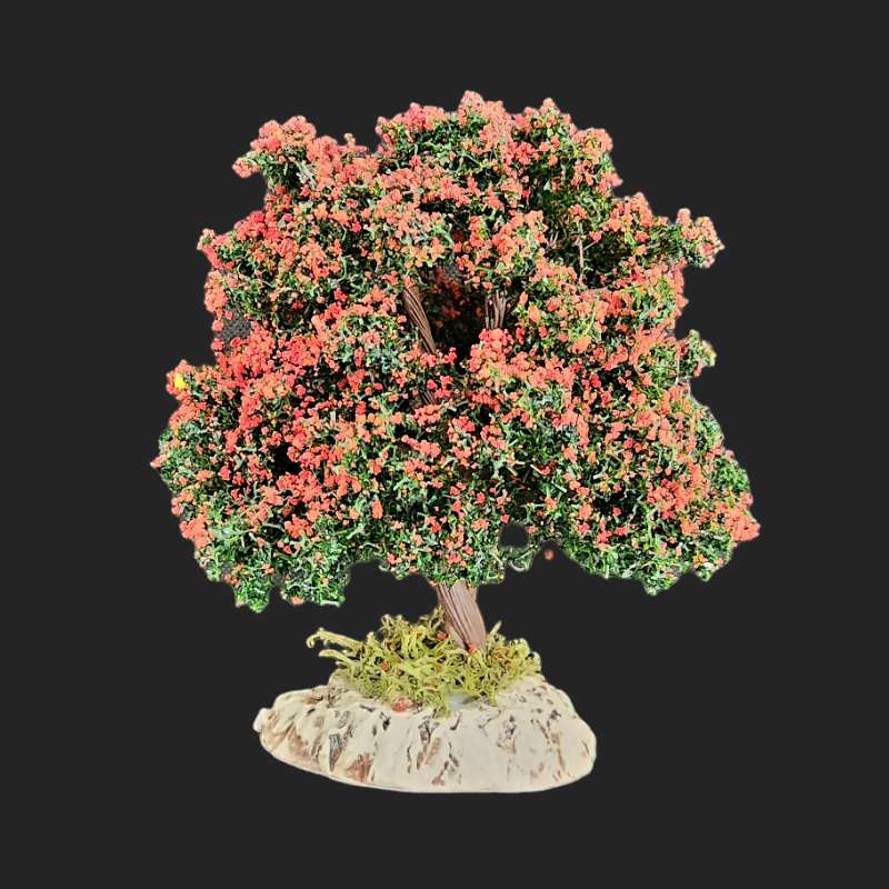 arbre fleurs rouges – santons – Décors de Crèche – santons 7cm – atelier de fanny – Aubagne
