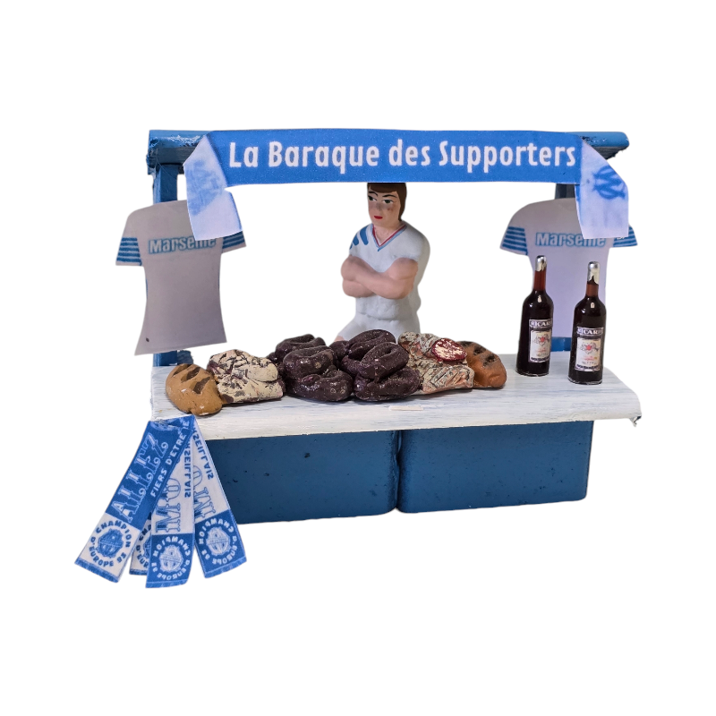 la baraque des supporters marseillais pour votre décor de crèche et vos santons de Provence