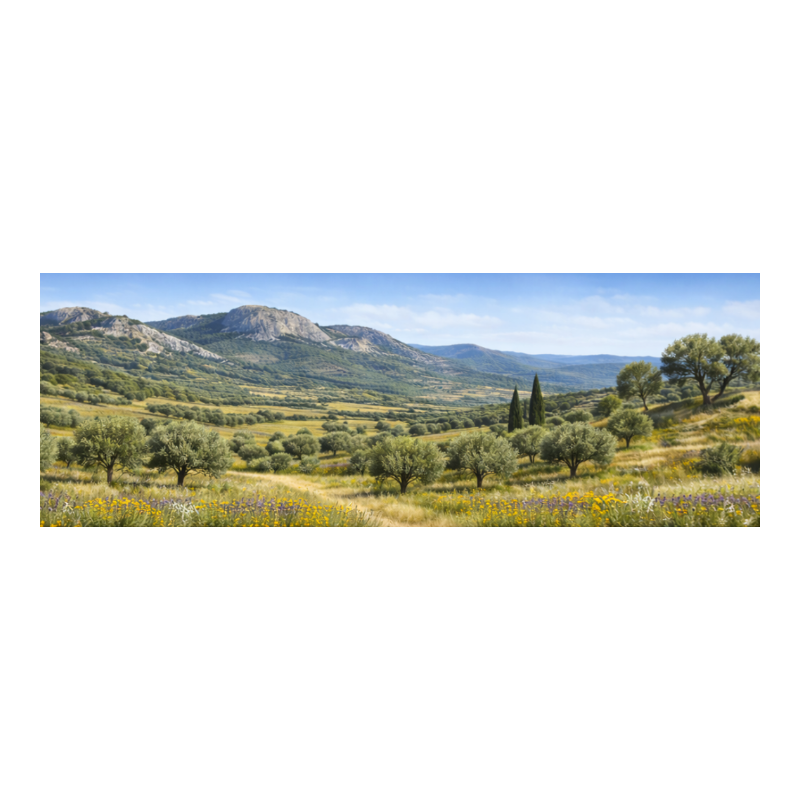 Fond de crèche de Provence – Décor de crèche paysage provençal